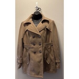 VTG Worthington Brown Double‎ Breasted  Trench Coat W/ Large Buttons Size XL